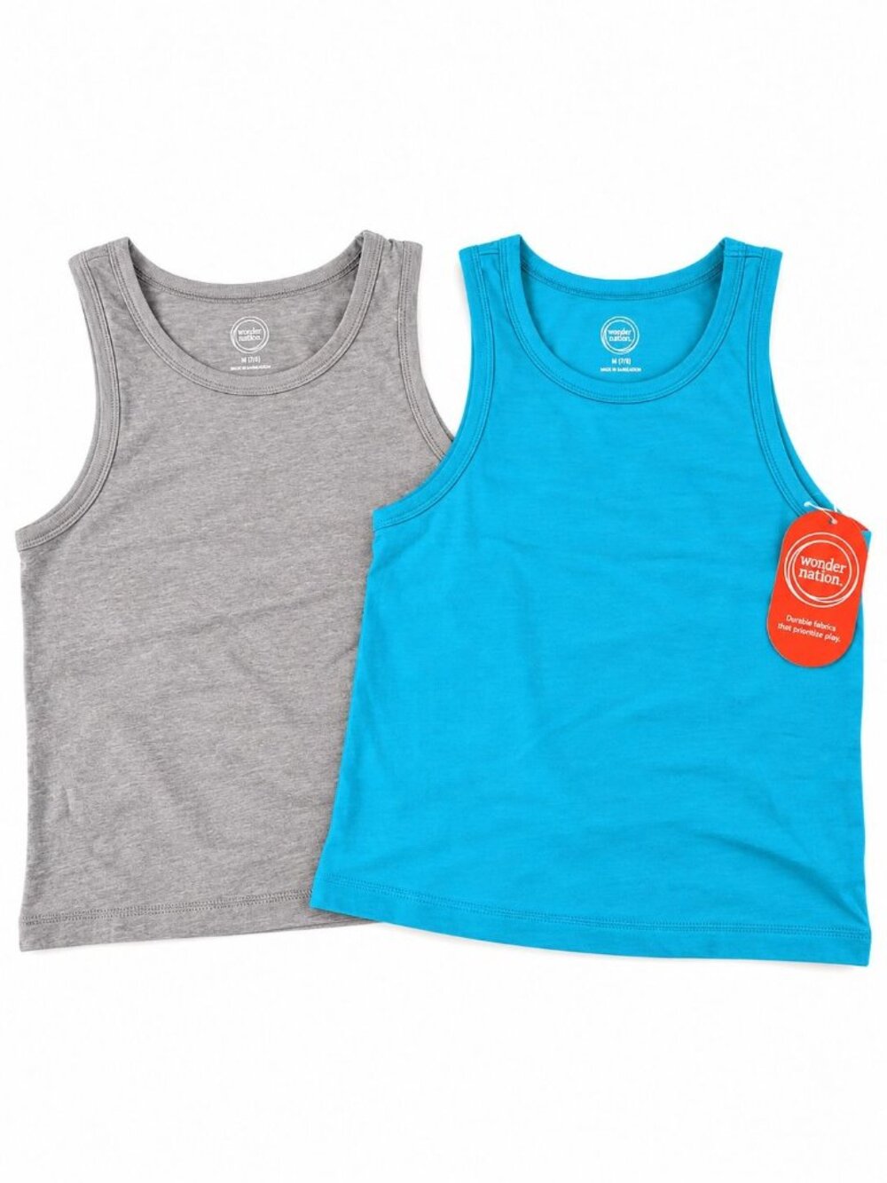 Wonder Nation Boys 2-Pack Tank Tops Gray Blue Size M 7/8 NWT